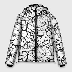 Куртка зимняя мужская Абстрактный нейрографический узор, цвет: 3D-красный