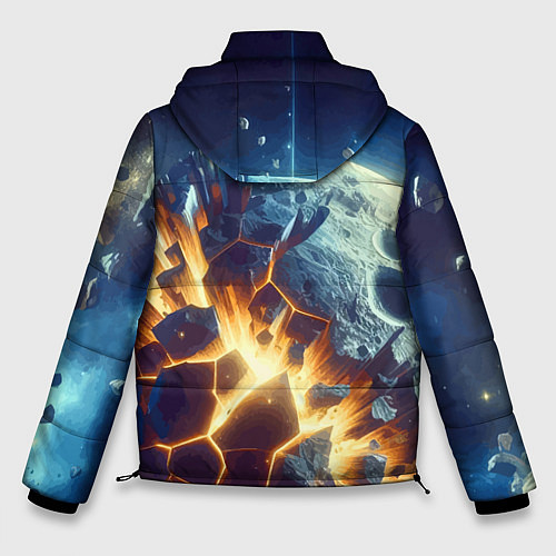 Мужская зимняя куртка Взрыв планеты - космос от нейросети / 3D-Красный – фото 2