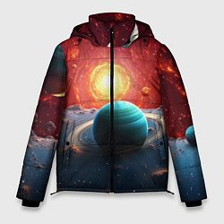Куртка зимняя мужская Космос и разные планеты, цвет: 3D-светло-серый
