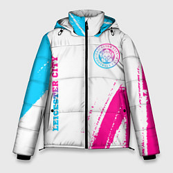 Куртка зимняя мужская Leicester City neon gradient style вертикально, цвет: 3D-черный