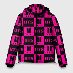 Куртка зимняя мужская BTS pattern pink logo, цвет: 3D-черный