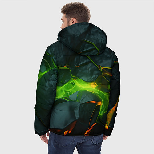 Мужская зимняя куртка Неоновая яркая геометрическая абстракция со светом / 3D-Черный – фото 4