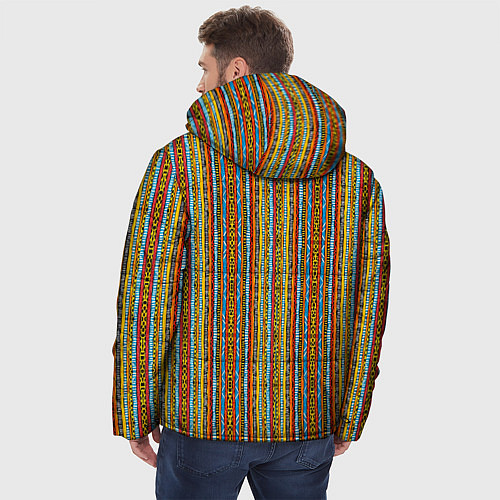 Мужская зимняя куртка Полосы в африканском стиле / 3D-Черный – фото 4
