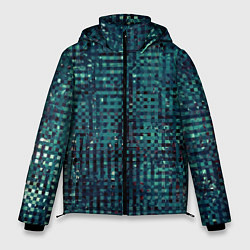 Куртка зимняя мужская Сине-бирюзовый абстрактный, цвет: 3D-светло-серый