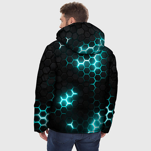 Мужская зимняя куртка Дед спейс - текстура нанокостюма / 3D-Черный – фото 4