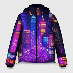 Куртка зимняя мужская Город ночью, цвет: 3D-светло-серый