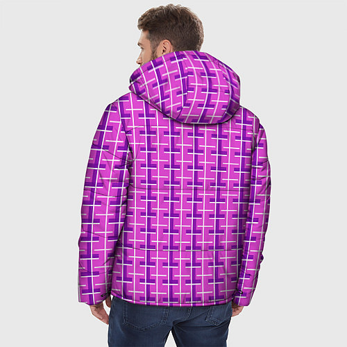 Мужская зимняя куртка Фиолетовые полосы / 3D-Черный – фото 4