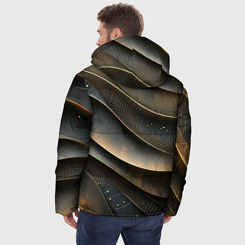 Мужская зимняя куртка Лакшери текстура с узорами / 3D-Черный – фото 4