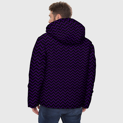 Мужская зимняя куртка Чёрно-фиолетовый ломаные полосы / 3D-Черный – фото 4