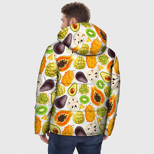 Мужская зимняя куртка Экзотический фруктовый узор / 3D-Светло-серый – фото 4
