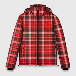 Куртка зимняя мужская Красный клетчатый узор, цвет: 3D-светло-серый