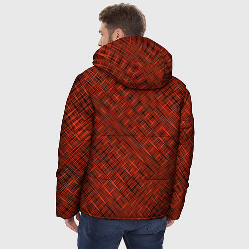 Мужская зимняя куртка Сочный коричневый однотонный текстурированный / 3D-Черный – фото 4