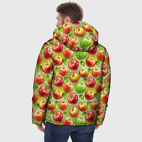 Мужская зимняя куртка Натуральные яблоки паттерн / 3D-Черный – фото 4