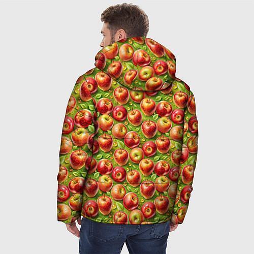 Мужская зимняя куртка Румяные яблоки паттерн / 3D-Черный – фото 4