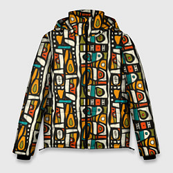 Куртка зимняя мужская Африканские этно узоры, цвет: 3D-красный