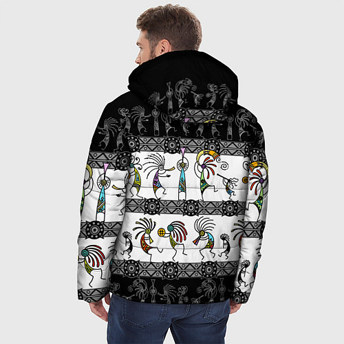 Мужская зимняя куртка Кокопелли - боги индейцев хайда / 3D-Черный – фото 4