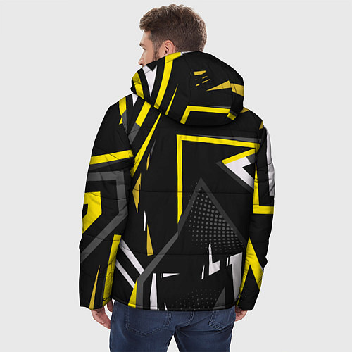 Мужская зимняя куртка Абстрактный узор с геометрической концепцией / 3D-Черный – фото 4