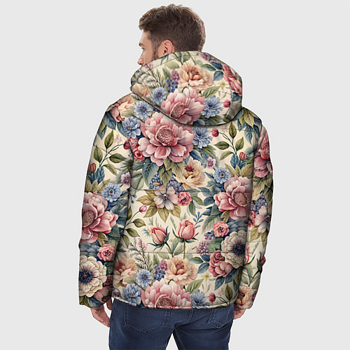 Мужская зимняя куртка Нежные цветочные мотивы / 3D-Светло-серый – фото 4
