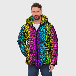 Куртка зимняя мужская Абстрактный узор с геометрической концепцией, цвет: 3D-светло-серый — фото 2