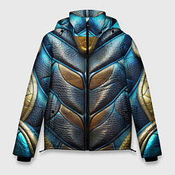 Куртка зимняя мужская Объемная синяя текстурная кожа, цвет: 3D-красный