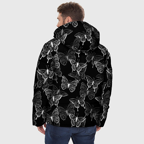 Мужская зимняя куртка Паттерн бабочки / 3D-Черный – фото 4