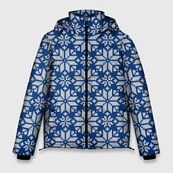 Куртка зимняя мужская Синий вязаный орнамент, цвет: 3D-светло-серый