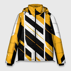 Куртка зимняя мужская Black and yellow stripes on a white background, цвет: 3D-черный