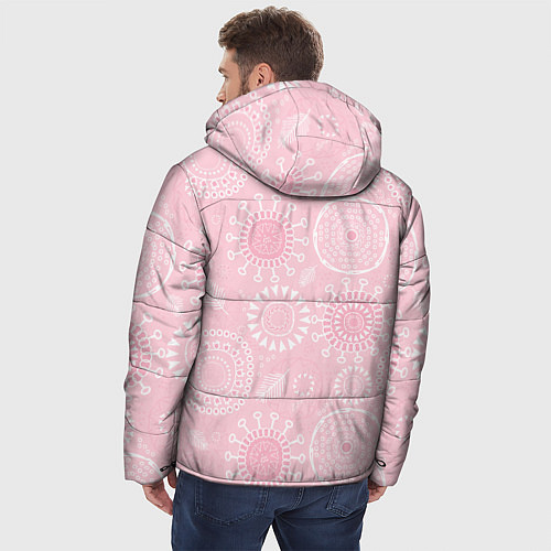 Мужская зимняя куртка Розовый цветочный паттерн / 3D-Светло-серый – фото 4