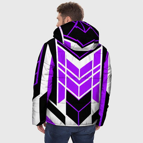 Мужская зимняя куртка Purple and black stripes on a white background / 3D-Черный – фото 4