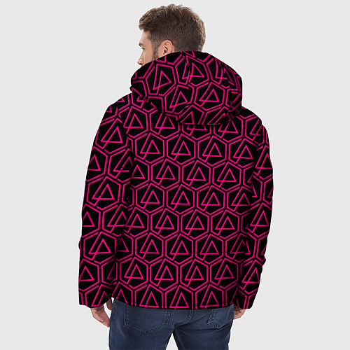 Мужская зимняя куртка Linkin park pink logo / 3D-Красный – фото 4