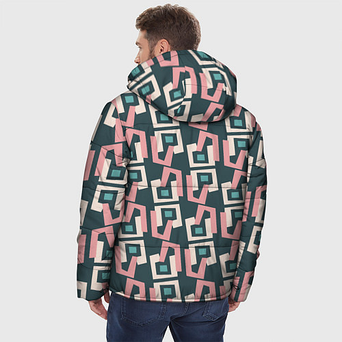 Мужская зимняя куртка Геометрическая ретро абстракция / 3D-Светло-серый – фото 4