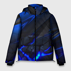 Куртка зимняя мужская Синяя абстракция с плитами, цвет: 3D-красный