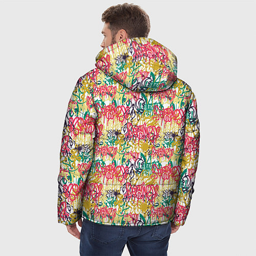 Мужская зимняя куртка Граффити с подтёками / 3D-Светло-серый – фото 4