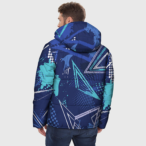 Мужская зимняя куртка Яркий абстрактный узор для спорта / 3D-Черный – фото 4