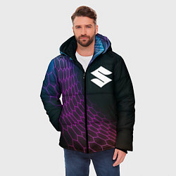 Куртка зимняя мужская Suzuki neon hexagon, цвет: 3D-черный — фото 2