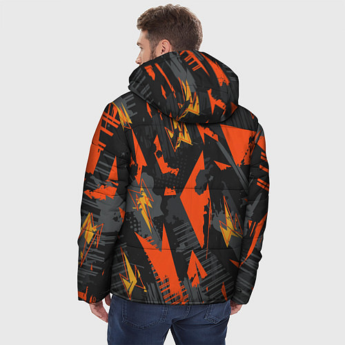 Мужская зимняя куртка Яркий абстрактный узор для спорта / 3D-Черный – фото 4