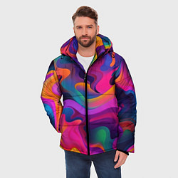 Куртка зимняя мужская Неоновые формы, цвет: 3D-светло-серый — фото 2