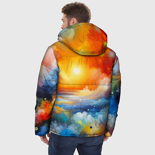 Мужская зимняя куртка Закат солнца - разноцветные облака / 3D-Черный – фото 4