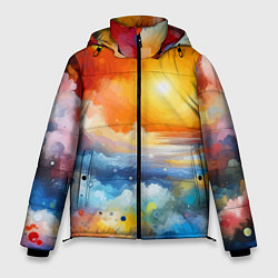 Куртка зимняя мужская Закат солнца - разноцветные облака, цвет: 3D-светло-серый