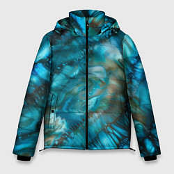 Куртка зимняя мужская Абстракция батик - морской стиль, цвет: 3D-черный
