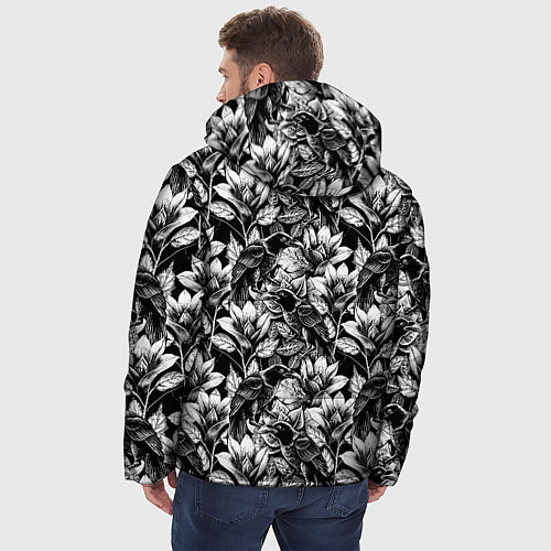 Мужская зимняя куртка Вороны в цветах / 3D-Светло-серый – фото 4