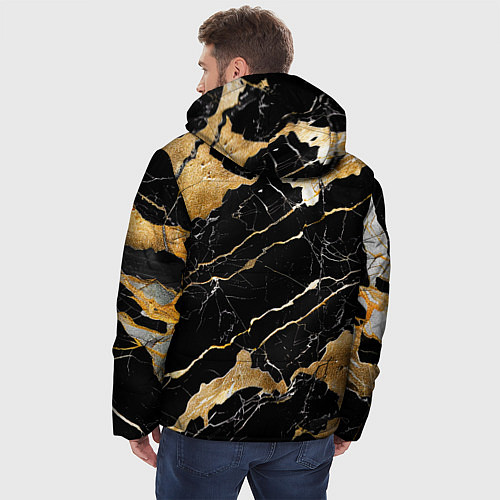Мужская зимняя куртка Мрамор Порторо - абстрактная текстура / 3D-Черный – фото 4