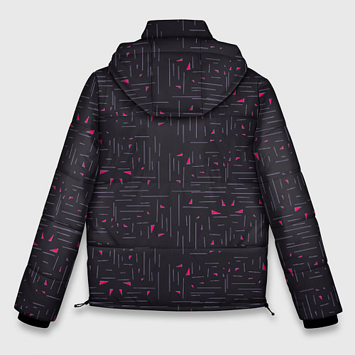 Мужская зимняя куртка Розовые треугольники на темном / 3D-Светло-серый – фото 2