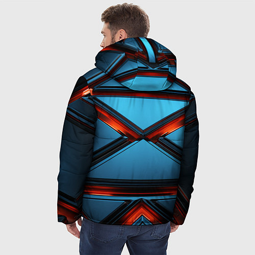 Мужская зимняя куртка Абстрактные треугольные плиты со светом / 3D-Черный – фото 4