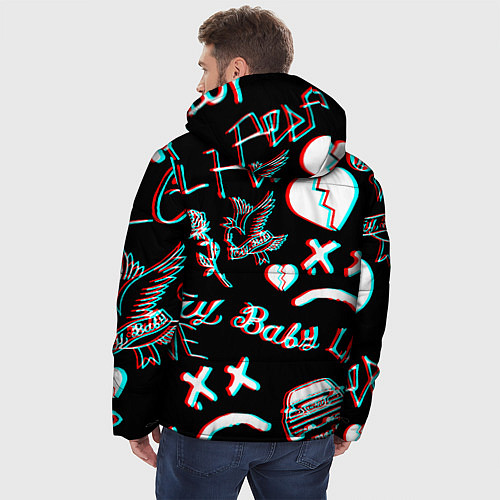 Мужская зимняя куртка Lil Peep logo glitch / 3D-Черный – фото 4