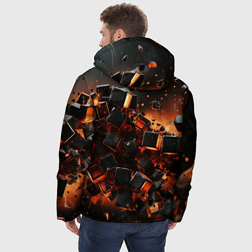 Мужская зимняя куртка Черные кубики во взрыве абстракции / 3D-Черный – фото 4