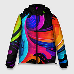 Куртка зимняя мужская Неоновая красочная абстракция - нейросеть, цвет: 3D-светло-серый