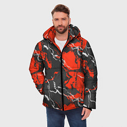 Куртка зимняя мужская Абстракция красное на черном, цвет: 3D-черный — фото 2