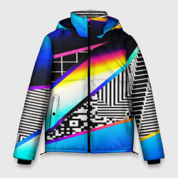 Мужская зимняя куртка Neon stripes geometry