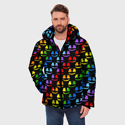 Куртка зимняя мужская Marshmello pattern neon, цвет: 3D-черный — фото 2